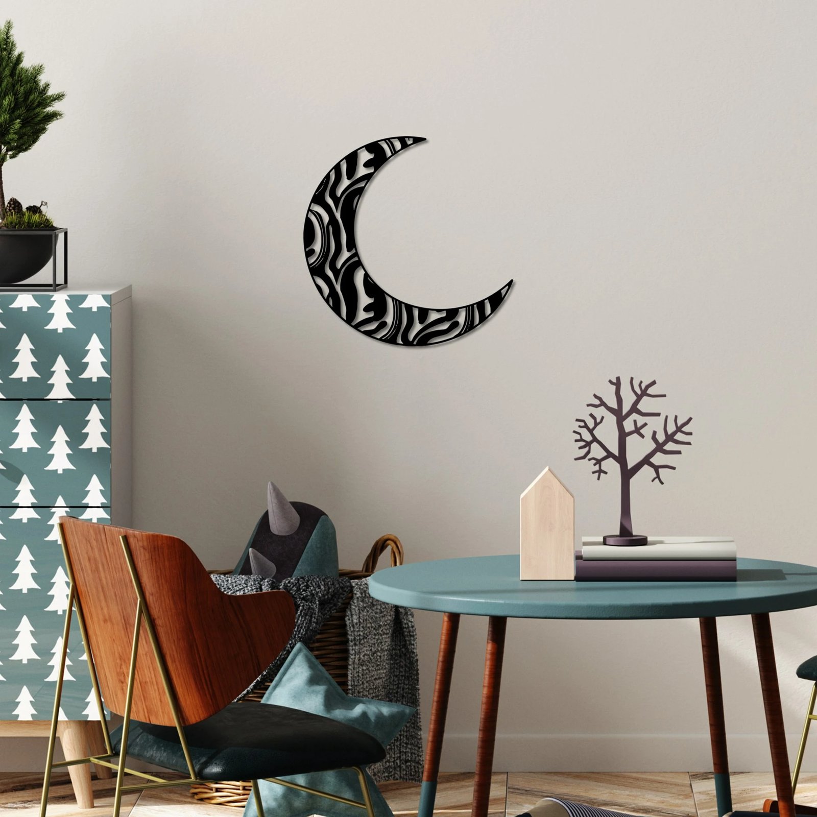 Aksesor dekorativ muri prej metali, formë hëne, Wallity, Crescent 4