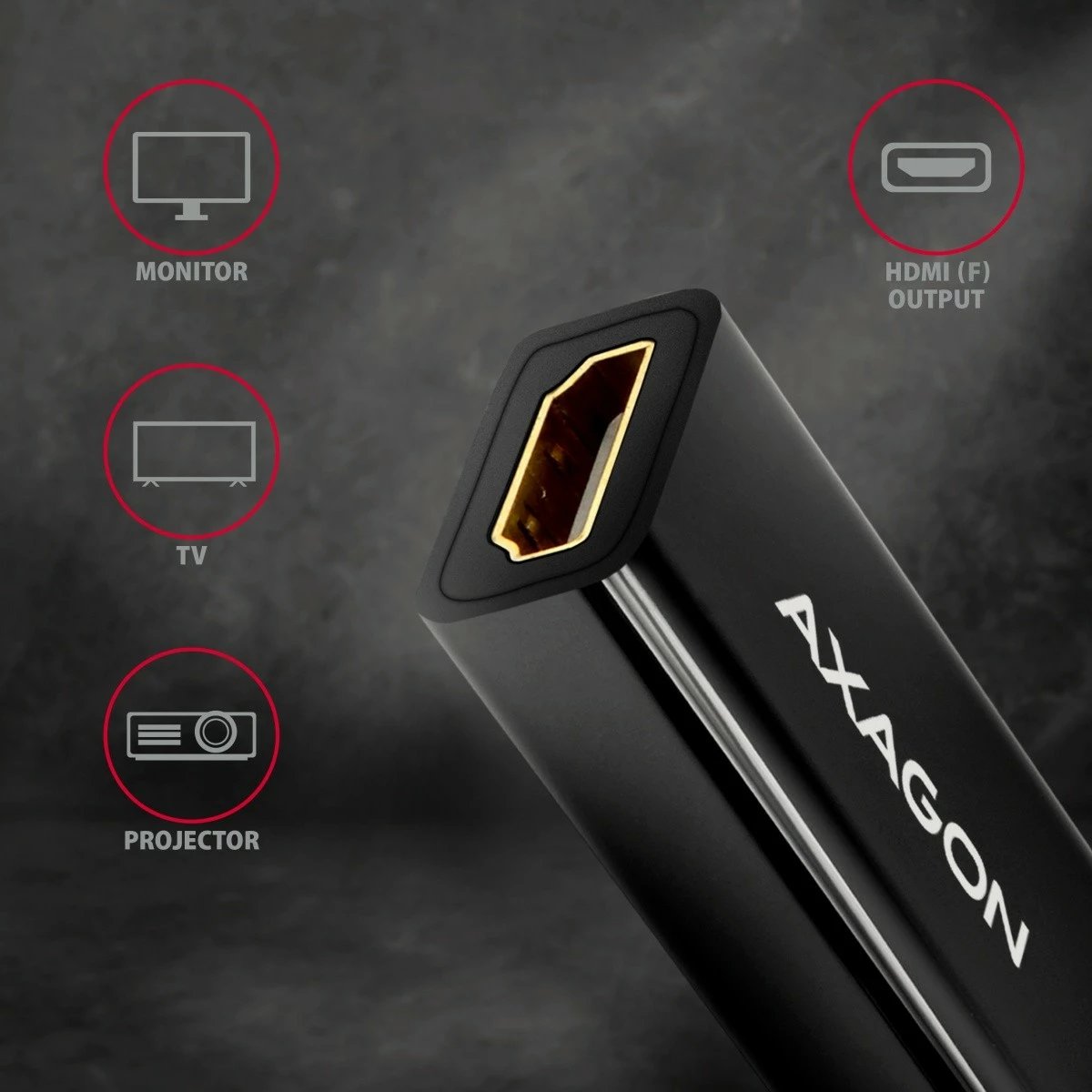 Adapter aktiv AXAGON RVD-HI14N DisplayPort në HDMI, 4K/30Hz, 18cm, zi