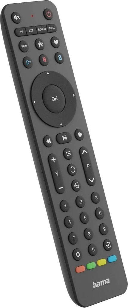 Pilot universal Hama 221053, 4-në-1, për TV, dekoder, soundbar, satelit, i zi