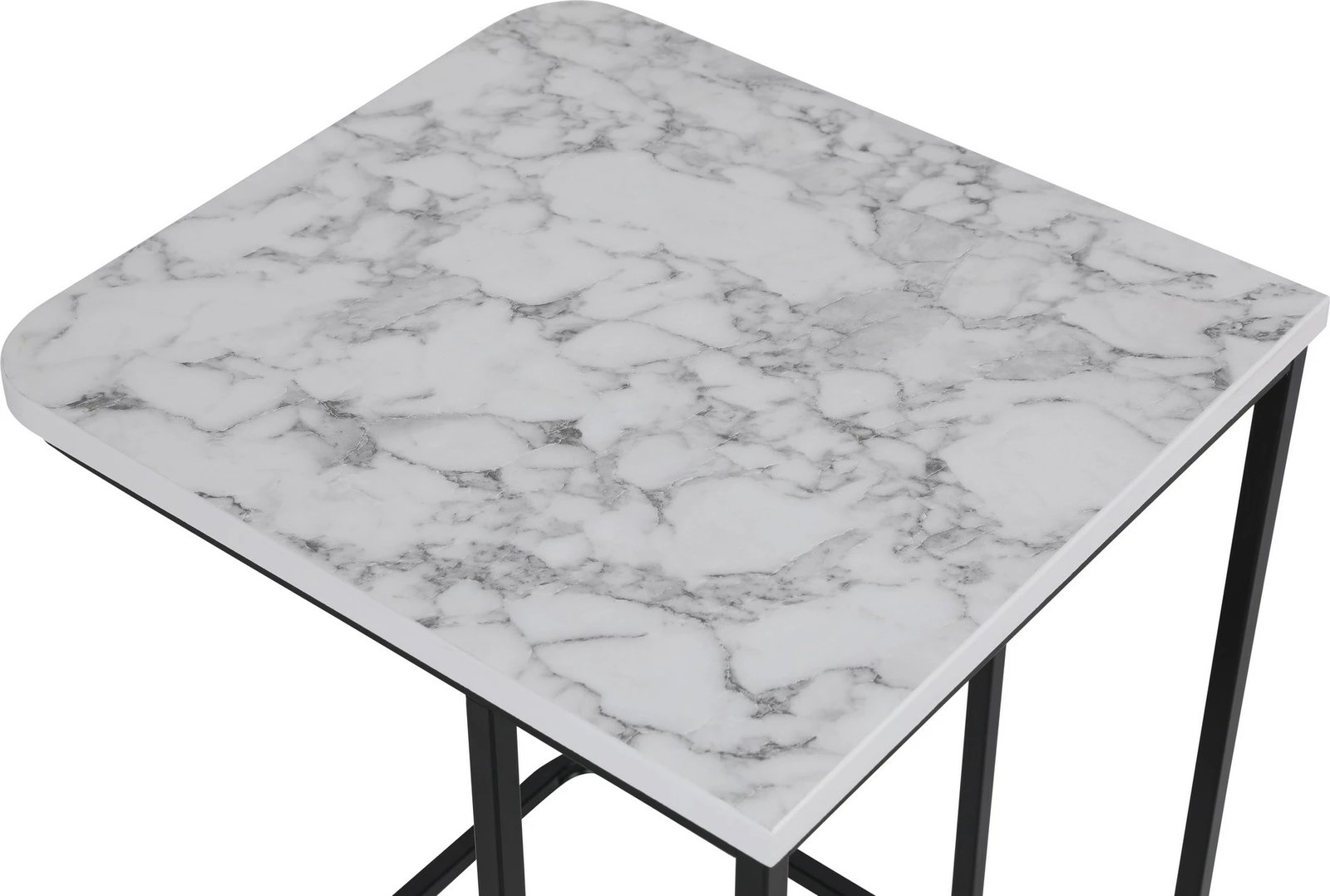 Set tavolinash ndihmëse të mbivendosura, 3 copë, Hanah Home, metal, sipërfaqe MDF, e bardhë/zezë, 9404