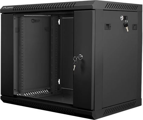 Kasë rrjeti Lanberg WF01-6409-10B, 19", 9U, xham, e zezë