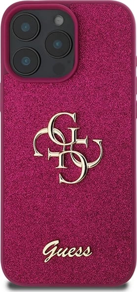 Mbështjellës Guess Glitter Script Big 4G për iPhone 16 Pro, Violet