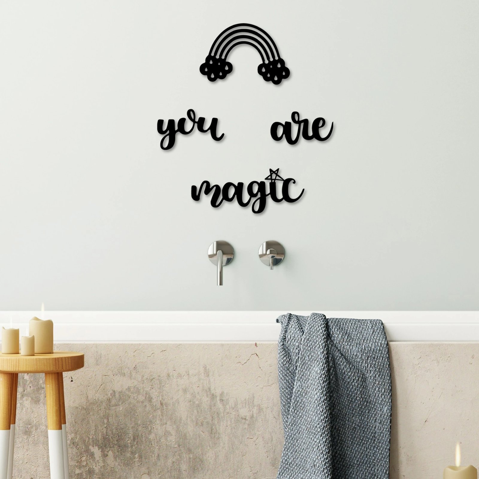 Aksesor dekorativ metalik për mur, Wallity, you are magic, set