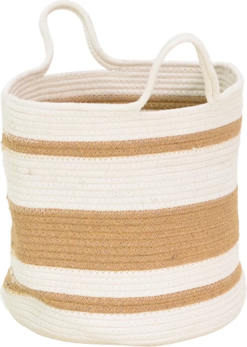 Shportë dekorative Horma Inart, pambuk dhe jute, ngjyrë bezhë-kafe, 30x30cm