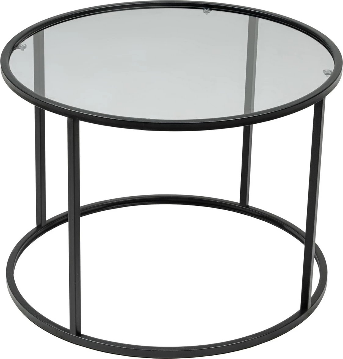 Tavolinë kafeje, xham i temperuar, këmbë metalike, e zezë, Skye Decor, 60cm