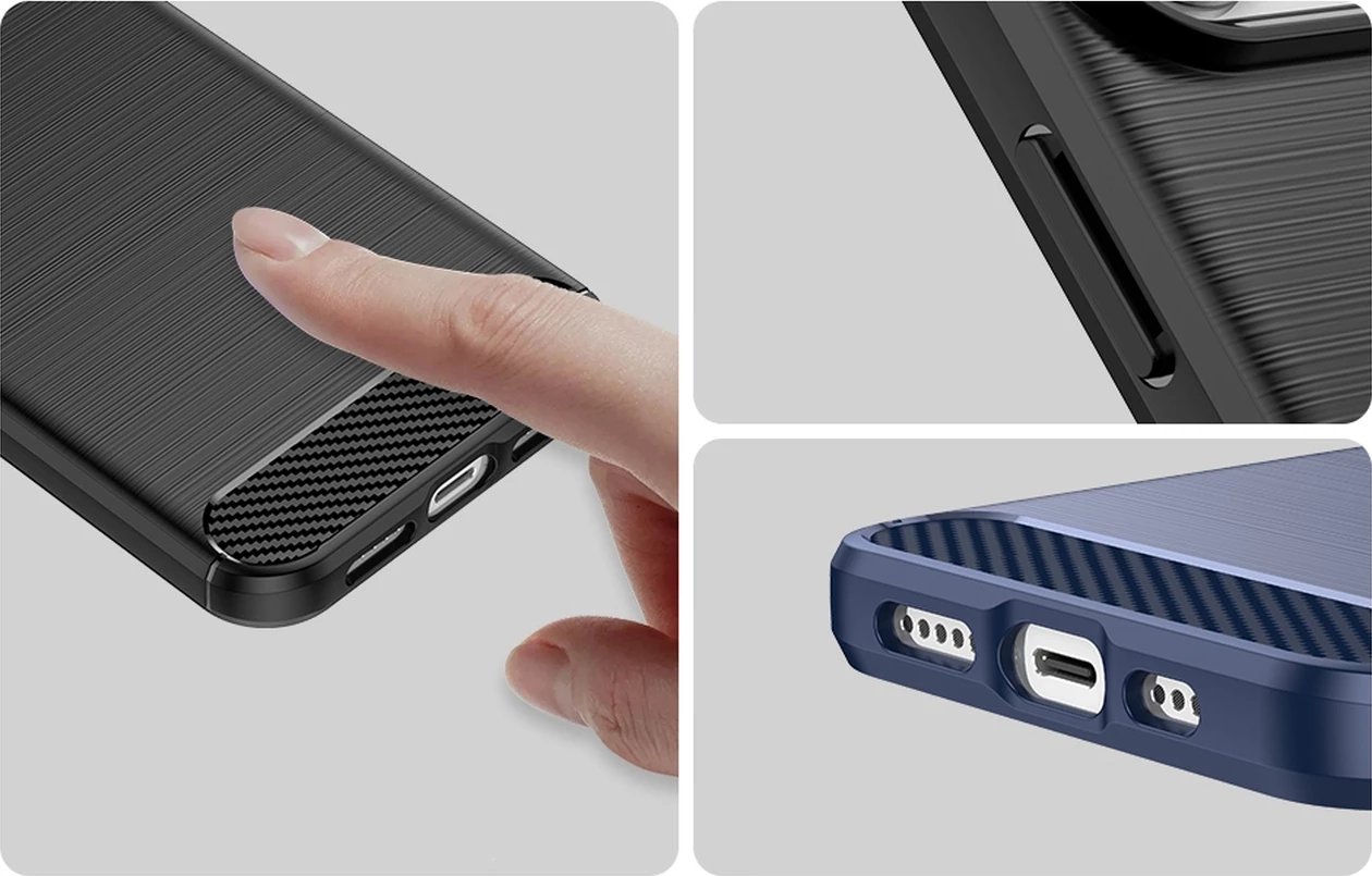 Mbështjellës Hurtel Carbon Case për iPhone 14 Pro, TPU, i zi