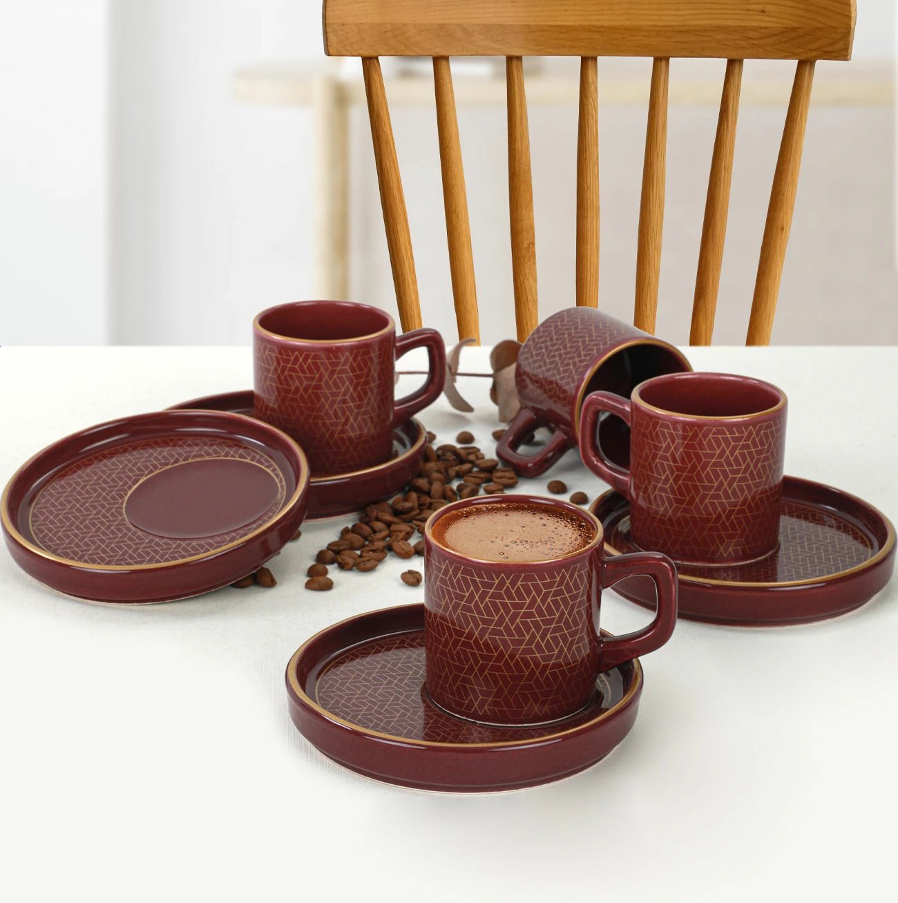 Set filxhanash kafeje (8 copë), Hermia Concept, ngjyrë damson, TK631008F573A303800MAF8100