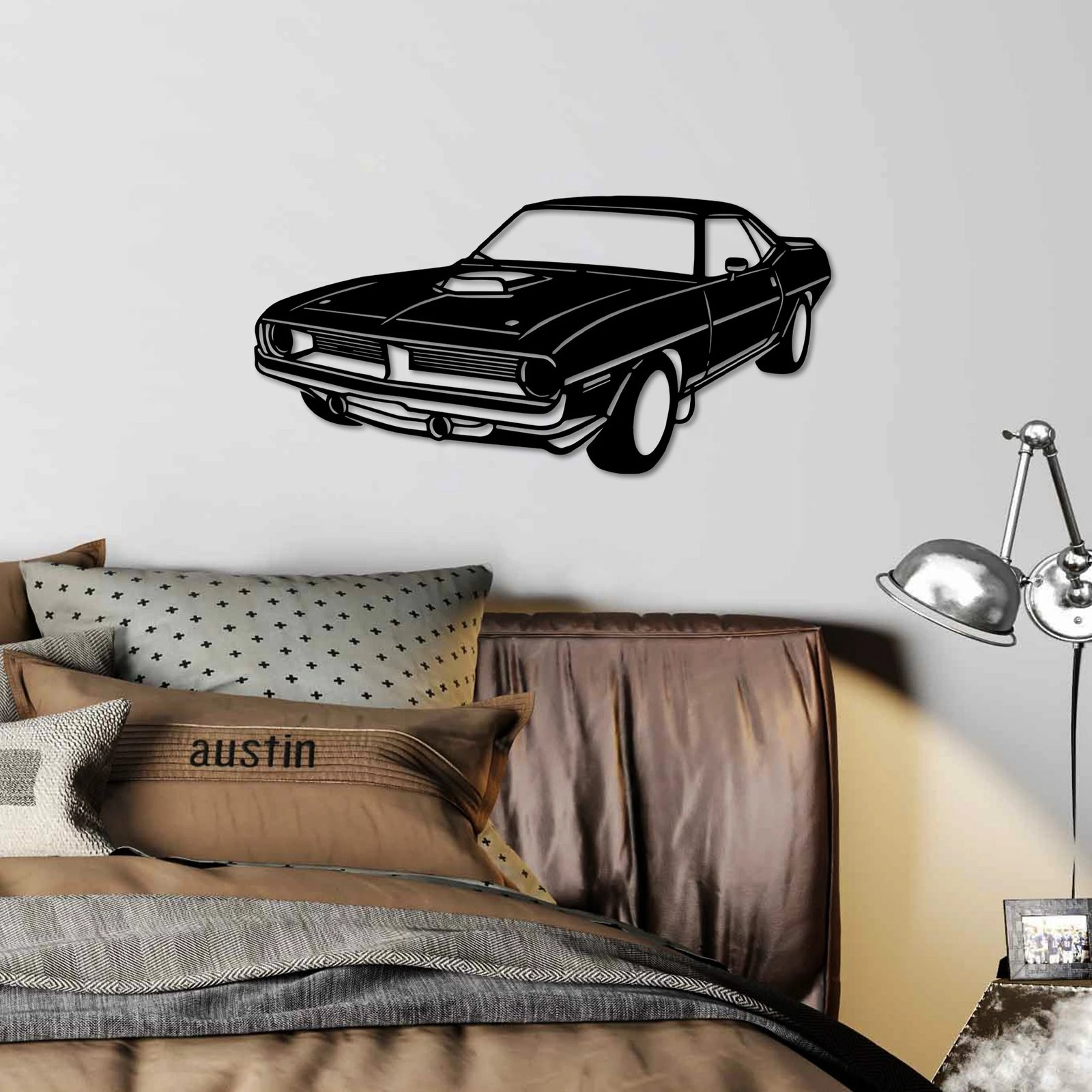 Aksesor dekorativ metalik për mur, Wallity, Plymouth Barracuda 1970