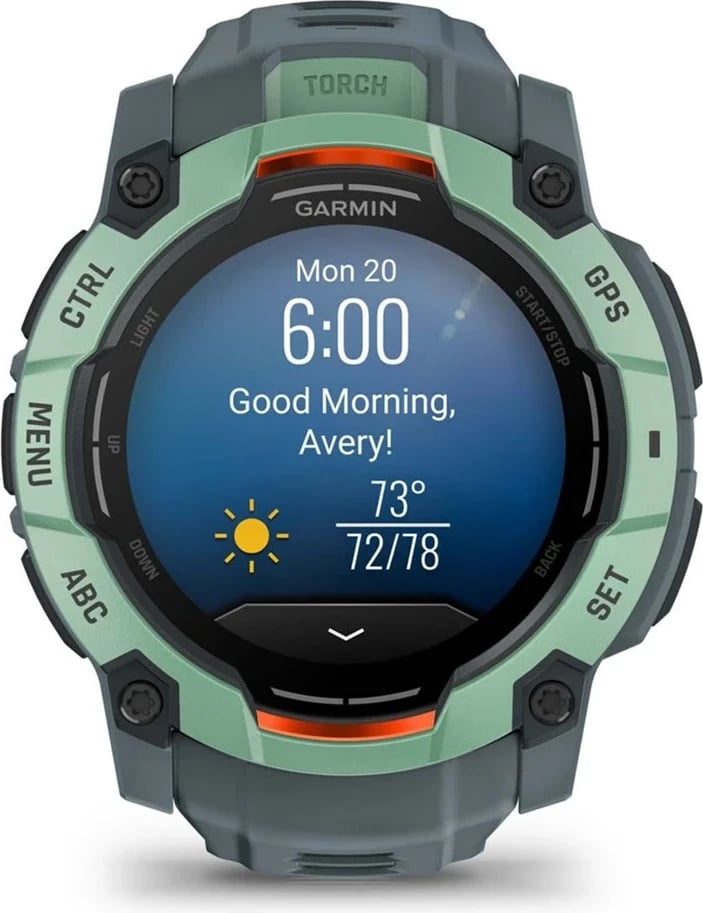 Orë sportive Garmin Instinct 3 AMOLED, 50mm, GPS, rrip silikoni, Gjelbër
