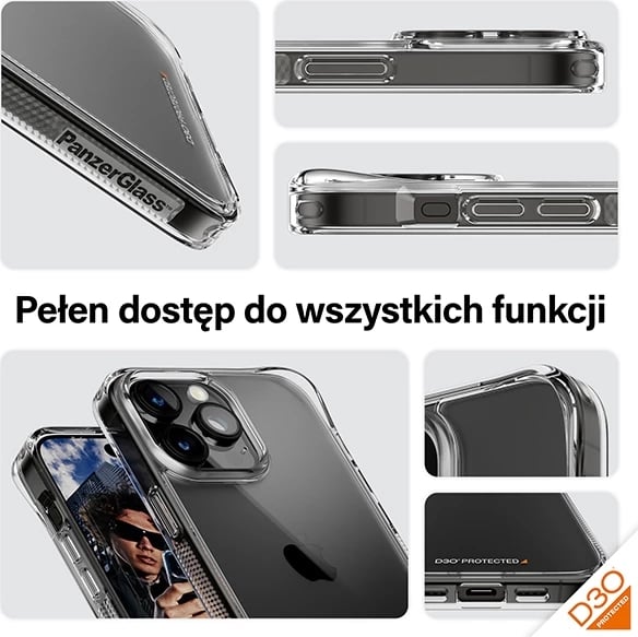 Mbështjellës PanzerGlass HardCase me D3O për iPhone 15 Pro Max, transparent