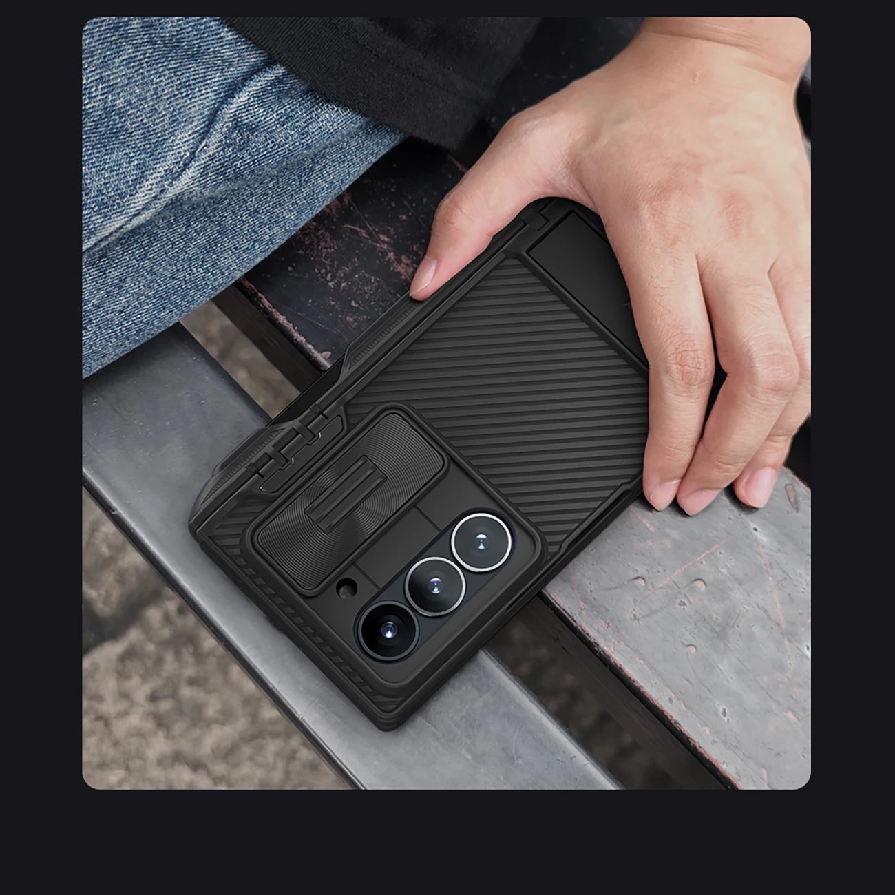 Mbështjellës Nillkin CamShield Fold Case për Samsung Galaxy Z Fold 6 5G me mbajtëse për stilolaps, e zezë