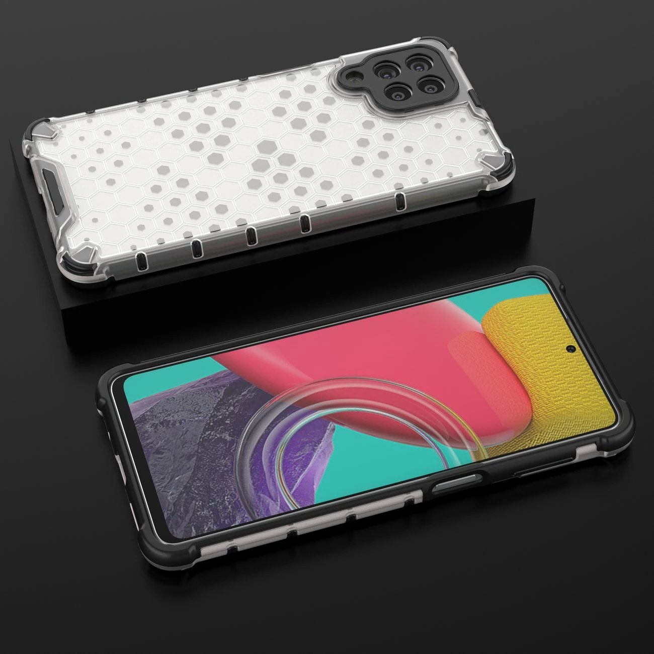 Mbështjellës Hurtel Honeycomb për Samsung Galaxy M53 5G, transparent