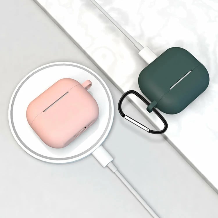 Mbështjellës Hurtel për AirPods 3 me karabiner, silikon, rozë