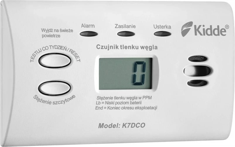 Detektor monoksidi karboni Kidde K7DCO me ekran, Bardhë