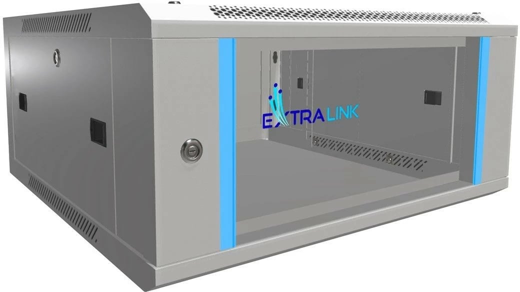 Kasë muri Extralink EX.8543, 4U, 600x600, xham, gri