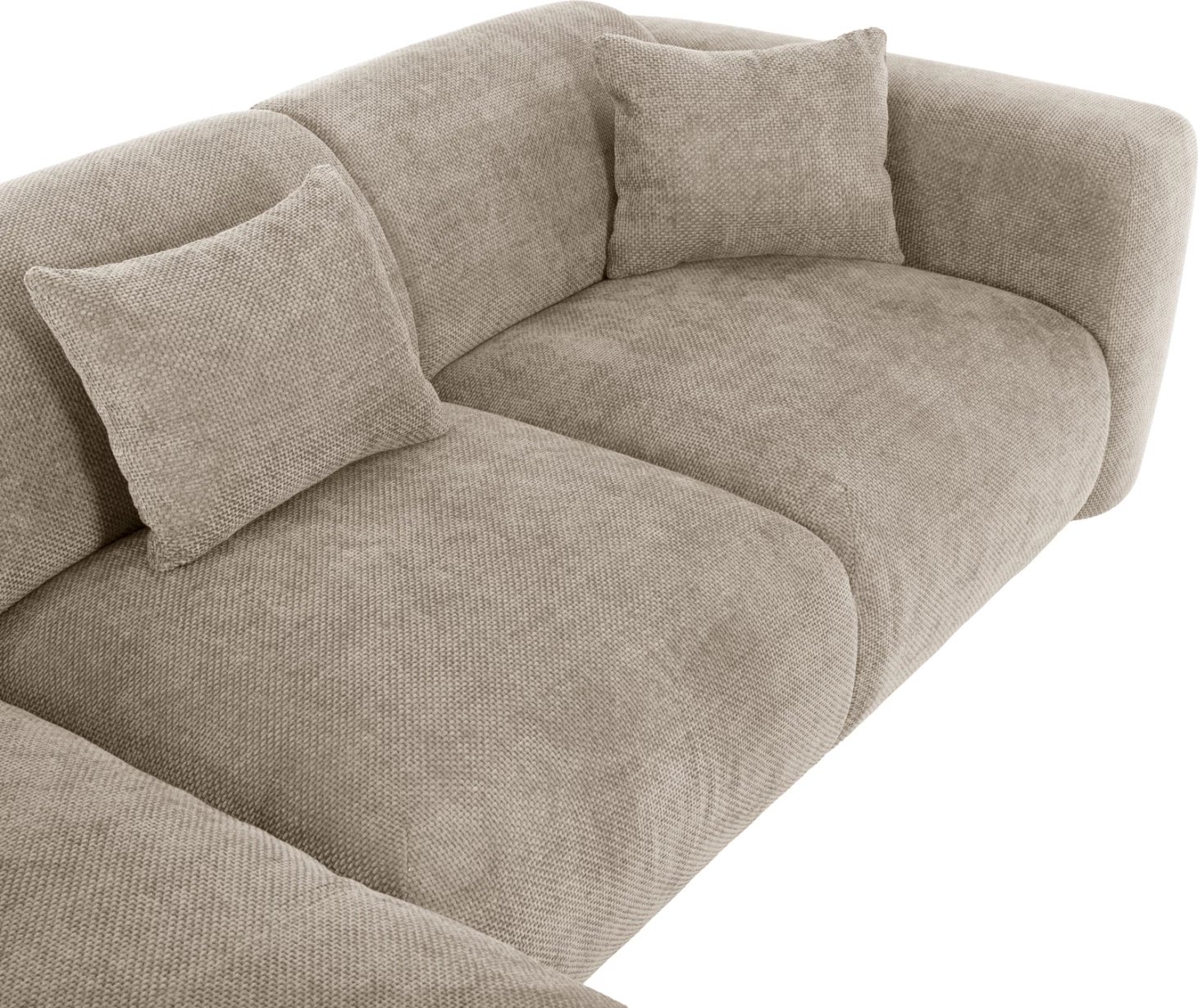 Divan qoshe BRICKEN FH3275.01L, pëlhurë bezhë, 110-282x98-160x72H cm