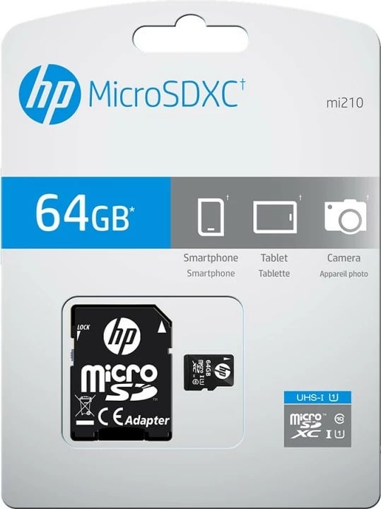 Kartelë memorie microSDXC HP SDU64GBXC10HP-EF, 64GB, me adapter