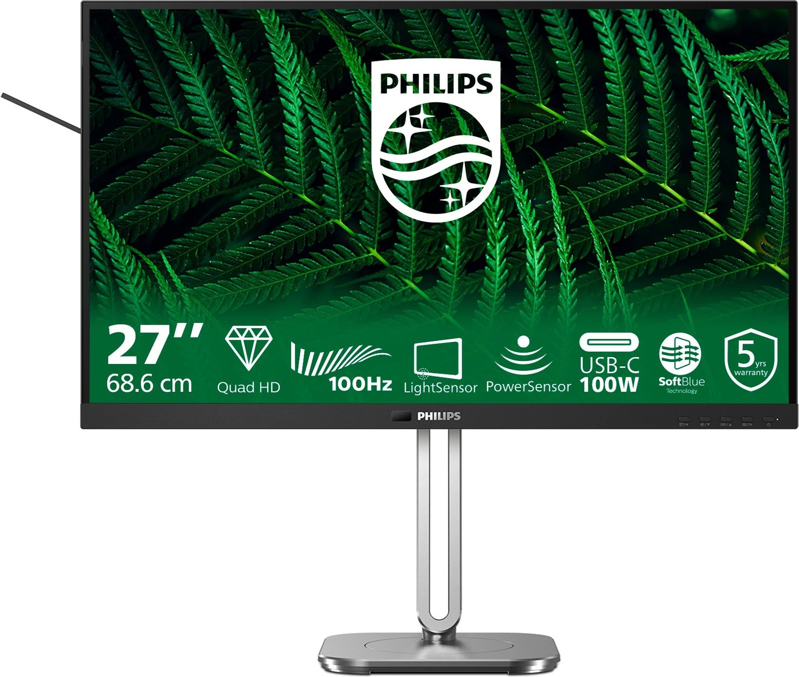 Monitor Philips 27B2G5601, 27 inç, Quad HD, 100Hz, USB-C, i zi