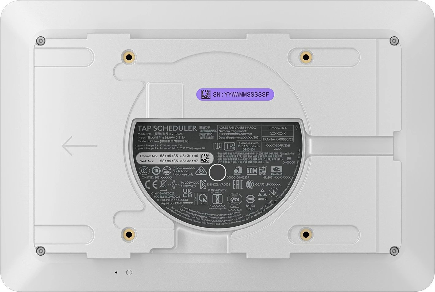 Panel për planifikim Logitech Tap Scheduler, 10.1", i bardhë