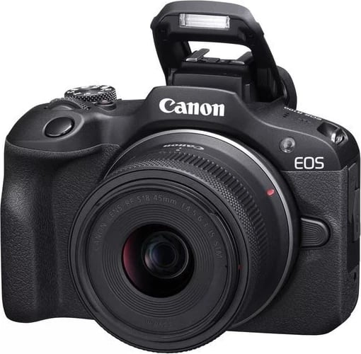 Kamerë Canon EOS R100 + Lente RF-S 18-(45mm), F4.5-6.3 IS STM, e zezë
