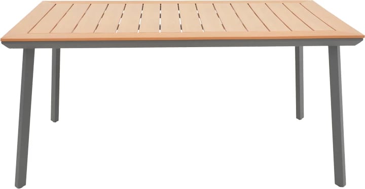 Tavolinë Griffith alumini dhe sipërfaqe tavoline në ngjyrë natyrale, 160x80x74cm