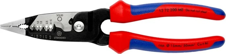 Vegël zhveshëse telash Knipex 13 72 200 ME, çelik inox, 200mm, e zezë/kuqe/kaltër