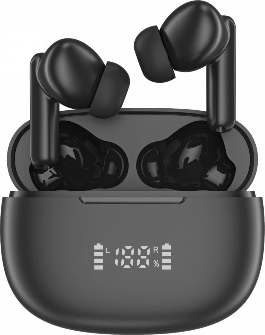 Kufje TWS Audeeo Navigator, Bluetooth 5.3, me ekran LED, të zeza