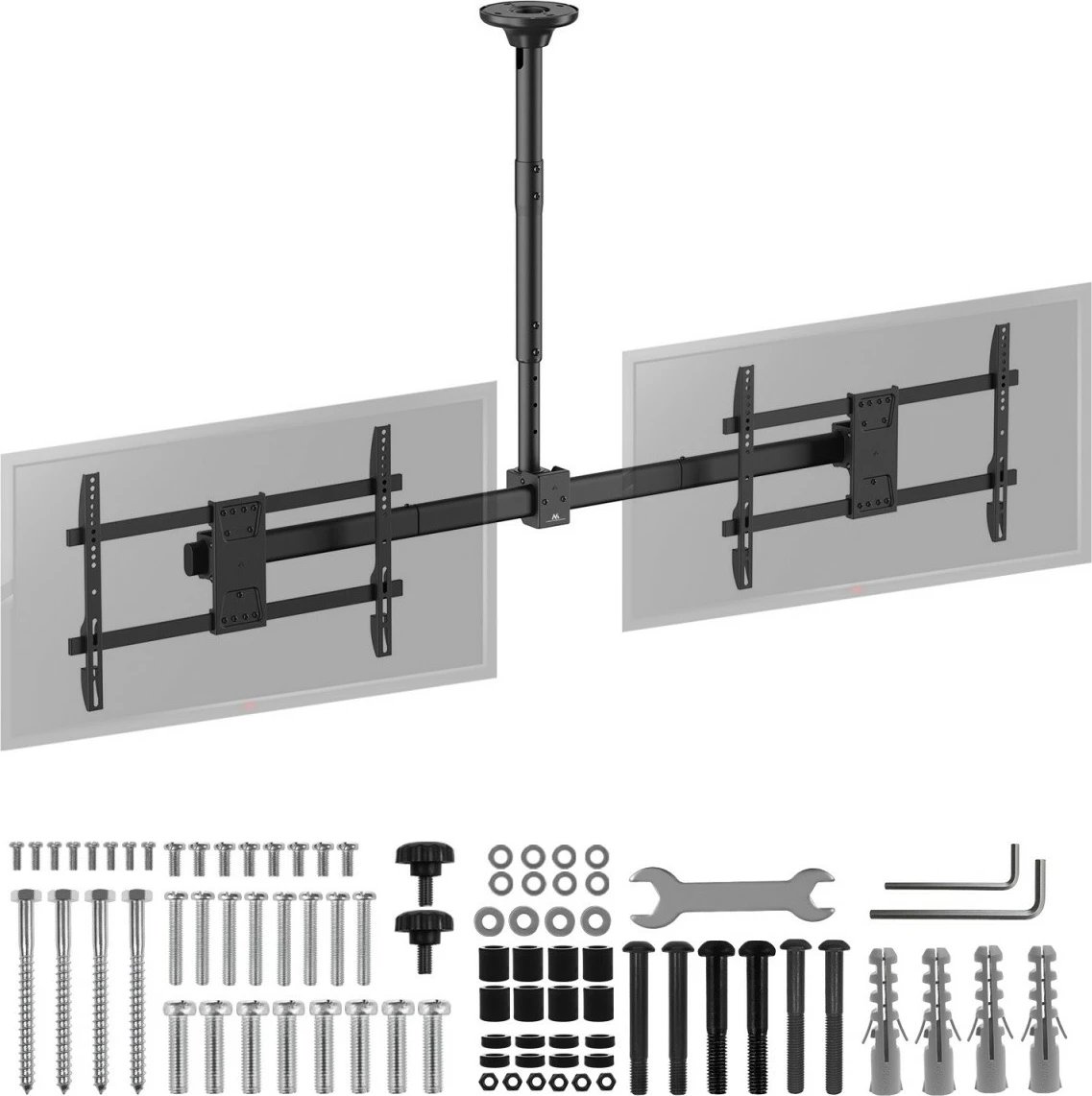 Mbajtëse tavani për dy TV Maclean MC-111 B, çelik, e zezë