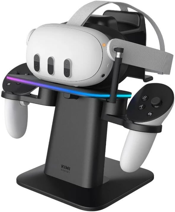 Stacion karikimi RGB për VR KiwiDesign QC03 për Meta Quest 3/Quest 2/Quest PRO, i zi