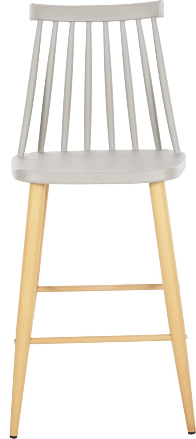 Karrige për bar mesatare VANESSA FH9300.10, polipropilen gri dhe metal, dru natyral, 45x48x96H cm., set prej 2 copë