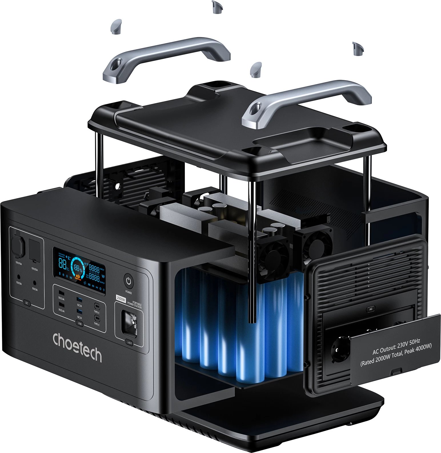 Stacion portativ energjie Choetech BS006 Super Mini, 1997Wh, 2000W, LiFePO4, i zi