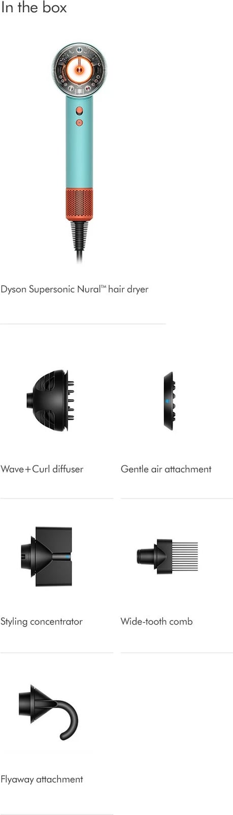 Tharëse flokësh Dyson Supersonic Nural, 1600 W, 13.3 l/s, Blu, Portokalli Tharëse flokësh Dyson Supersonic Nural, 1600 W, 13.3 l/s, Blu, Portokalli