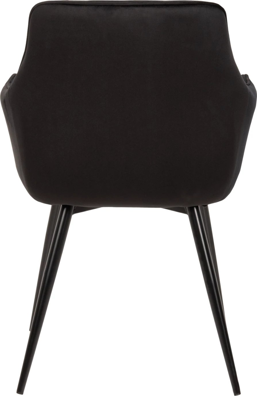 Karrige Latrell, kadife e zezë, këmbë metali të zeza, 55x57x84H cm., set prej 2 copë