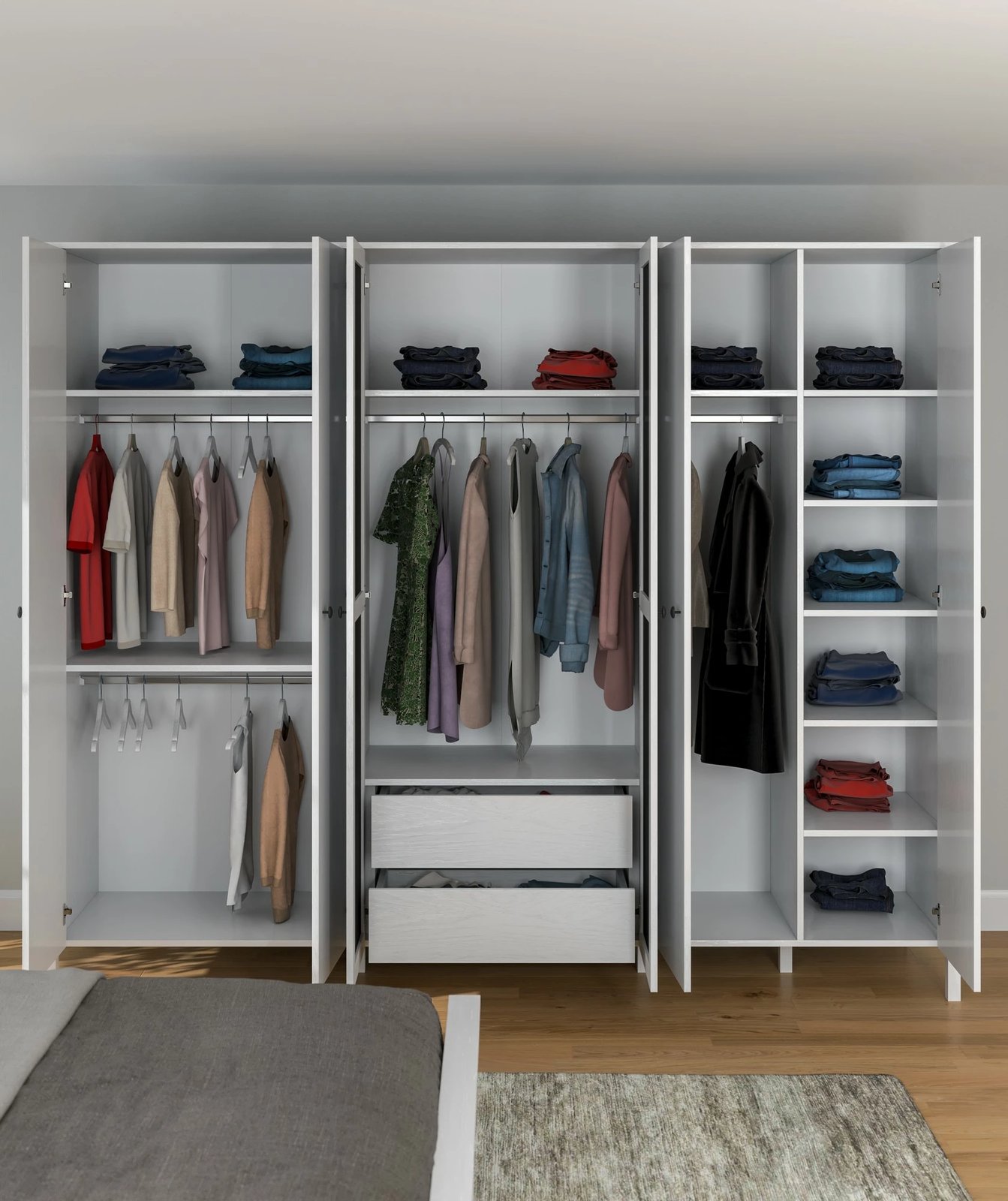 Dollap garderobe Skye Decor, FRN-20020, ngjyrë druri dhe e bardhë