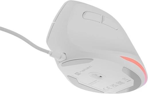 Maus vertikal Natec CRAKE 2 PRO, 12800 DPI, RGB, i bardhë, me kabllo