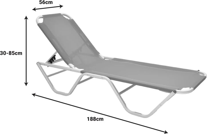 Shezlong Dessie alumini i grumbullueshëm tekstilene moka 56x188x30cm