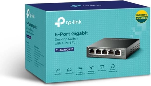 Switch TP-Link TL-SG1005LP 5 porta Gigabit, 4x PoE+ deri 30W, buxhet PoE 40W