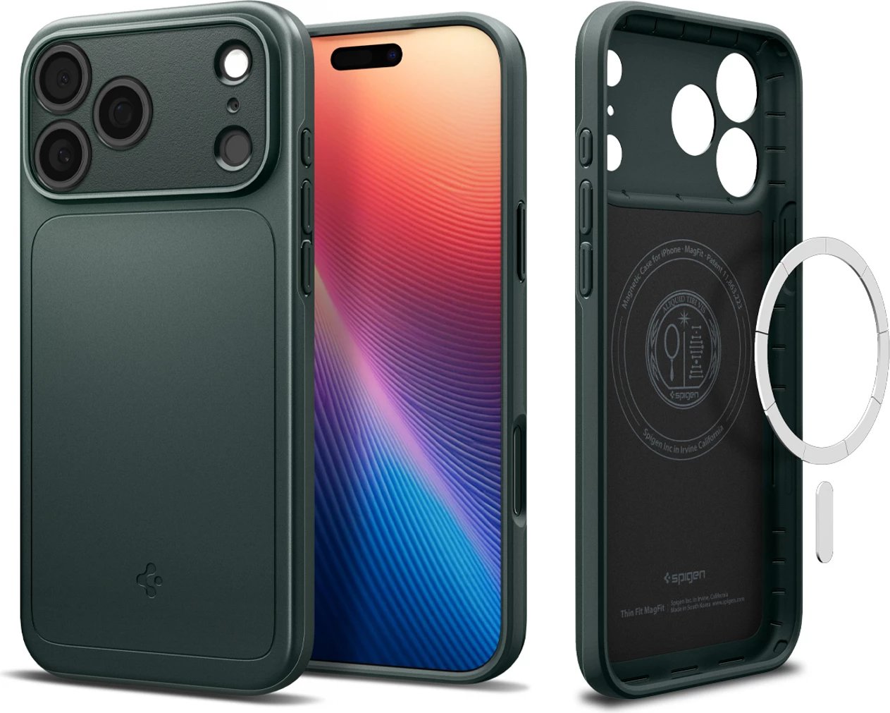 Mbështjellës Spigen Thin Fit MagSafe për celular Apple iPhone 17 Pro Max, poli-karbonat ultra-i hollë, MagSafe, mat, Green