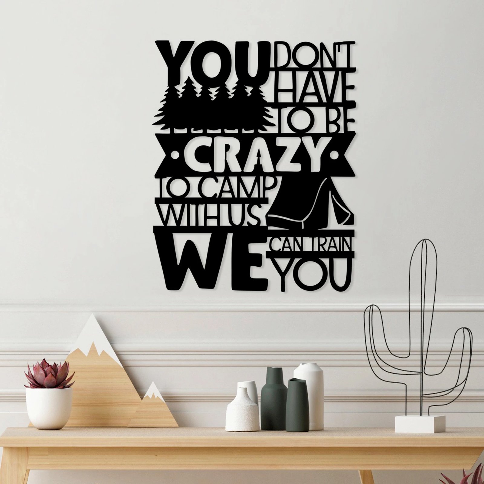 Aksesor dekorativ metalik për mur, Wallity, Camp With Us