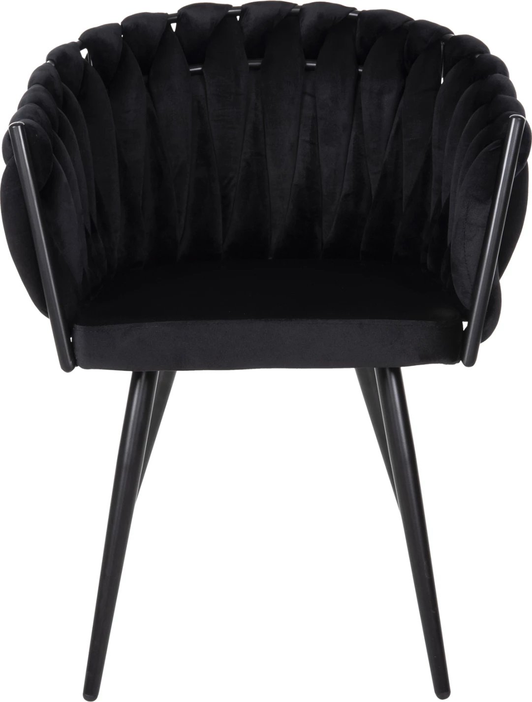 Karrige LUANDA FH8741.04, kadife e zezë, këmbë metalike të zeza, 62x54x79H cm., set prej 2 copë