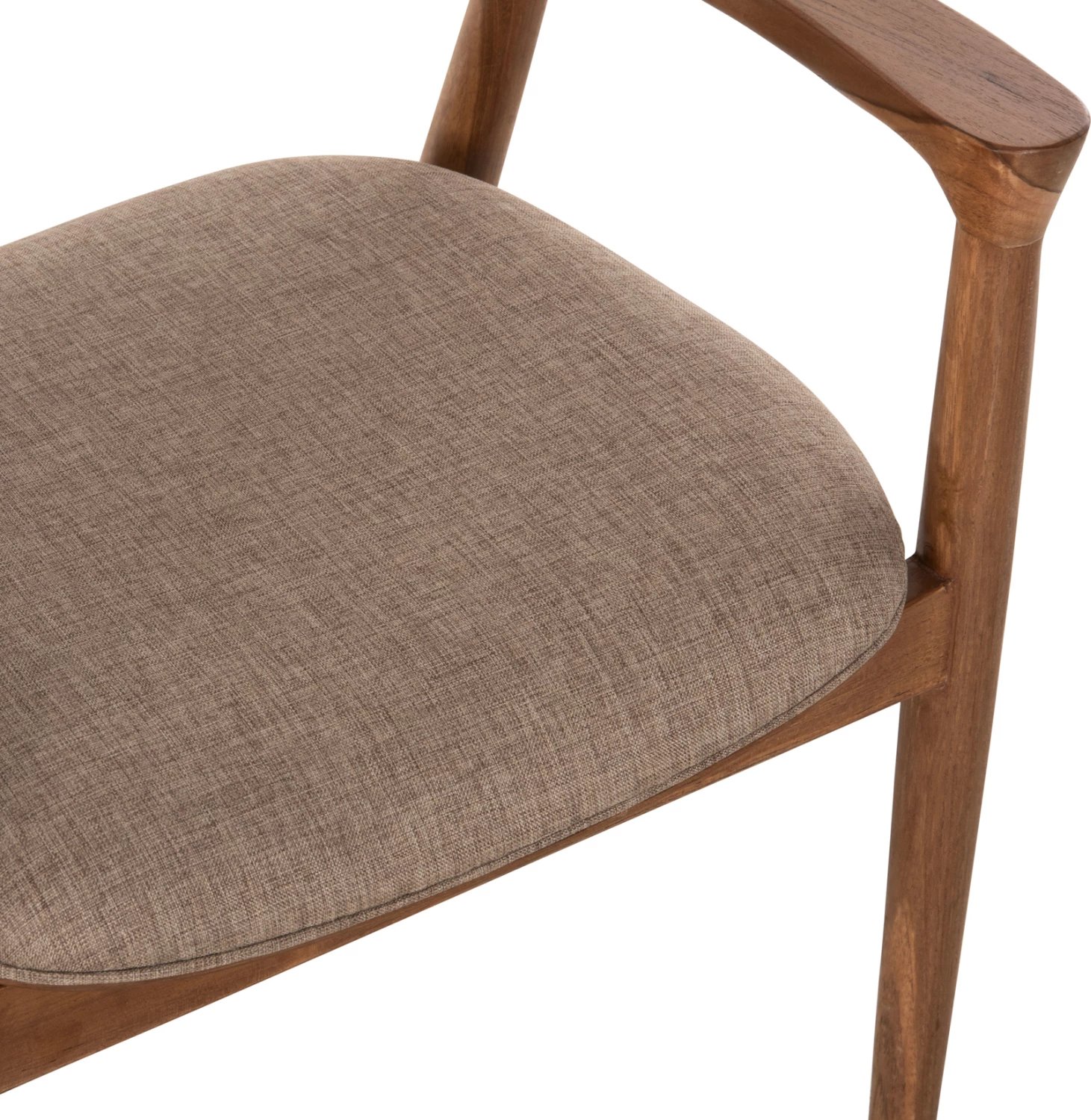 Karrige me krahë JAMES, dru tik natyral, material shampanjë, 57x52x76cm