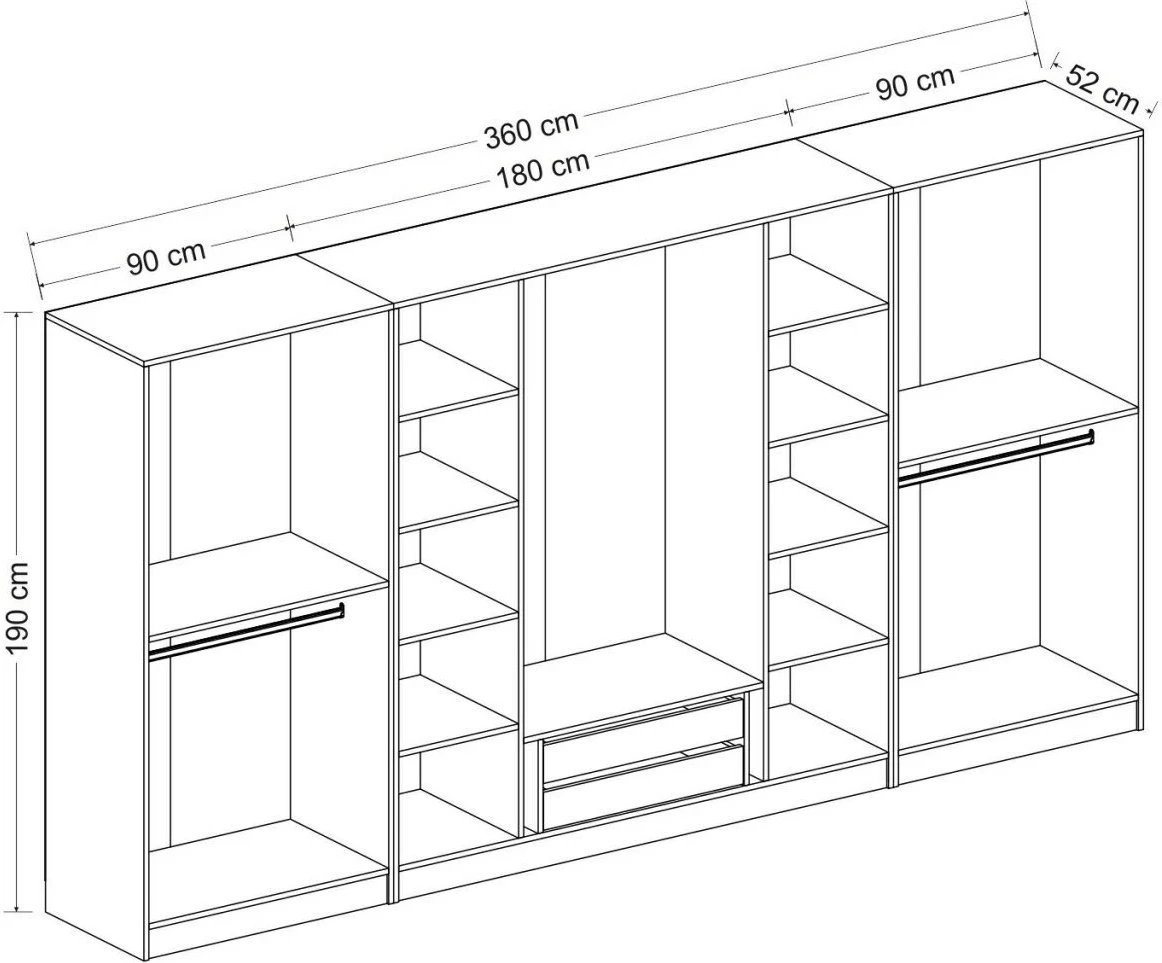 Dollap Skye Decor, ngjyrë antracit, 360x210x52cm, 8 pjesë