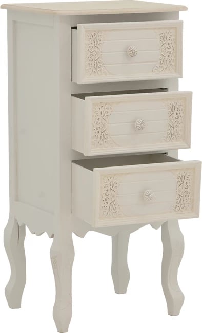 Komodinë me sirtarë, ngjyrë e bardhë antike, MDF, 40x34.5x82 cm