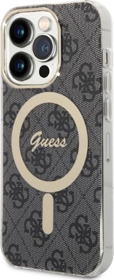 Mbështjellës Guess GUBPP14XH4EACSK me karikues wireless për iPhone 14 Pro Max 6.7", i zi, set