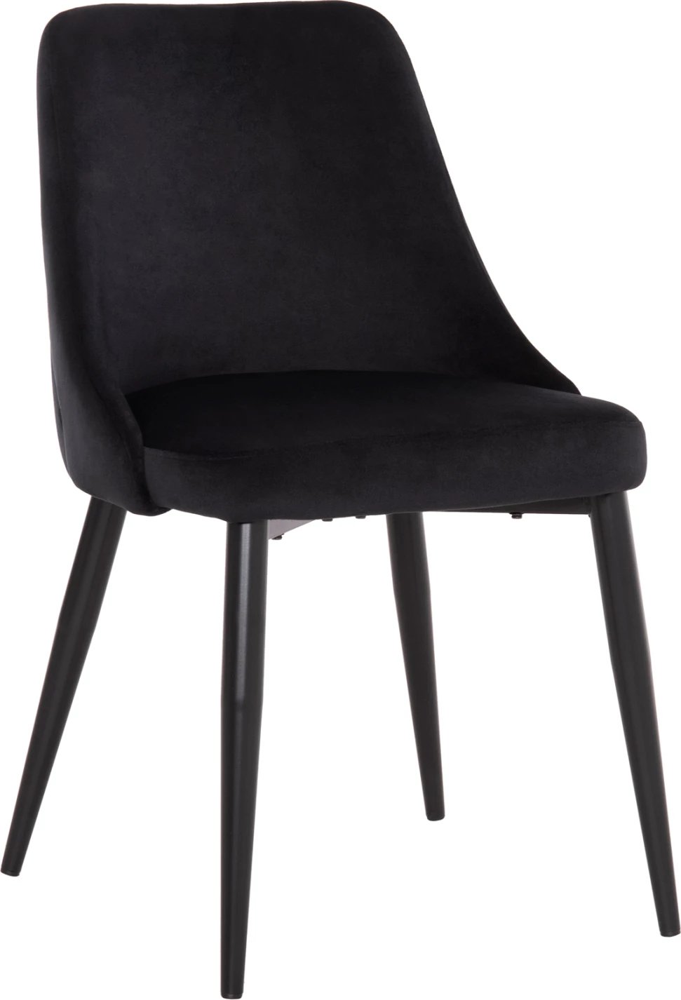 Karrige për ngrënie Serenity FH8527.14, kadife e zezë, këmbë metalike të zeza, 51x54x83.5 cm, set prej 2 copë