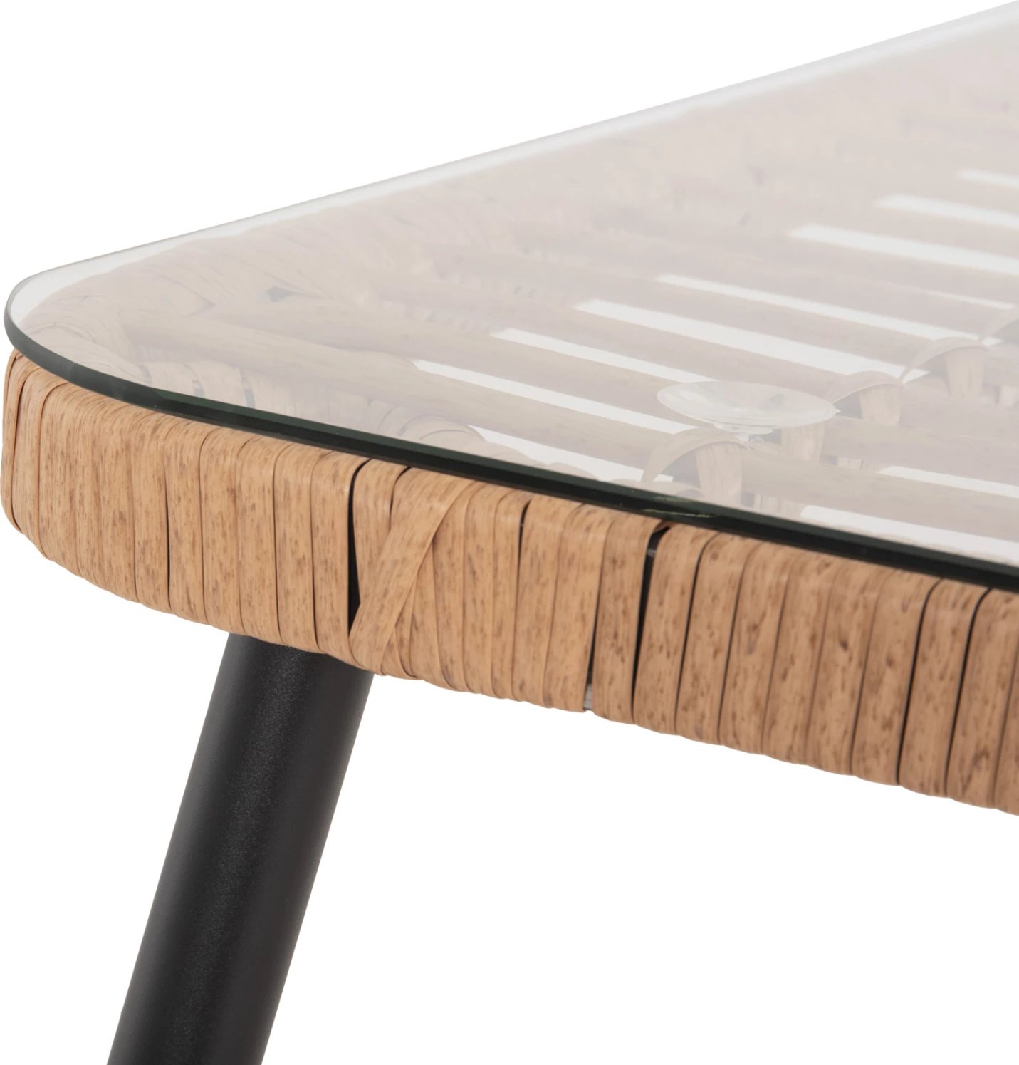 Tavolinë drejtkëndore për ngrënie, ALLEGRA, FH5538.11, metal i zi, ratan natyral, 159,5x89,5x72H cm