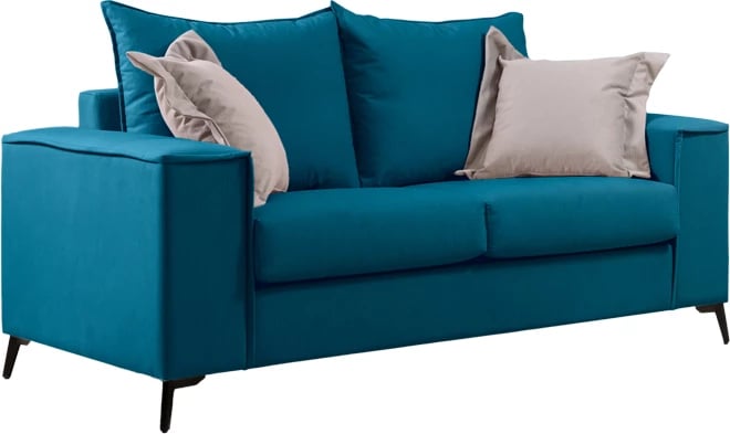 Set divanësh Verona 2 pjesë, pëlhurë petrol me jastëkë ngjyrë bezhë