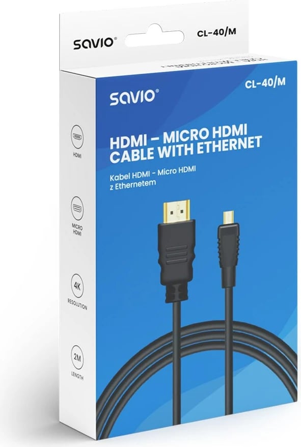 Kabëll HDMI 1.4 Savio CL-40/M, 2m, i zi