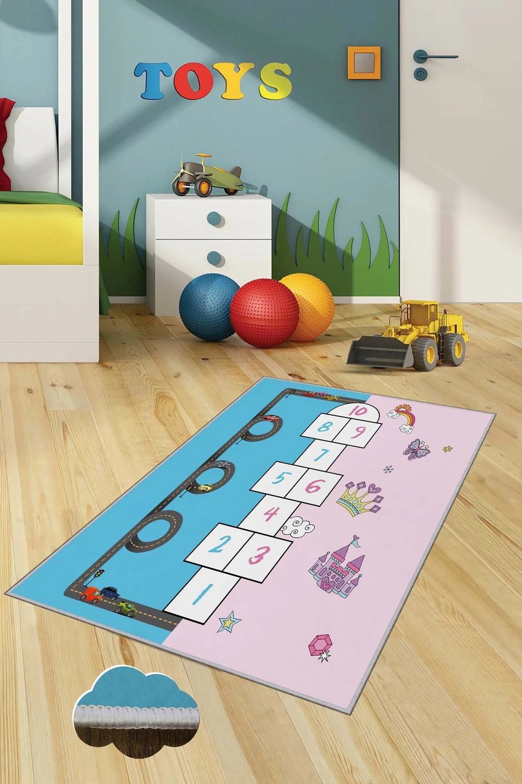 Qilim korridori për fëmijë, shumëngjyrësh, 80x300cm, Conceptum Hypnose, HMNT465