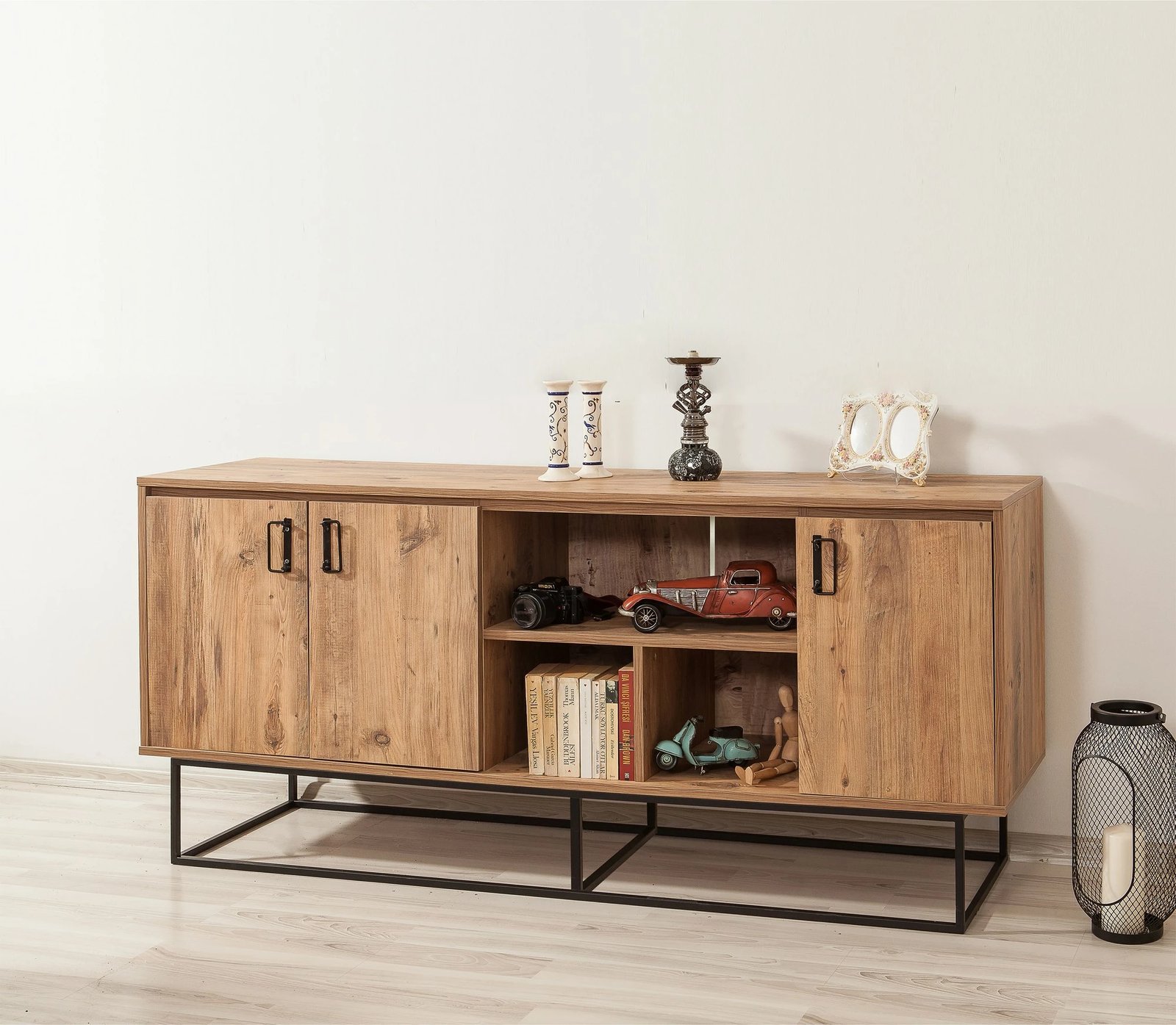 Konsol Quantum Medula, ngjyrë Atlantic Pine dhe e zezë, 180x80x40cm